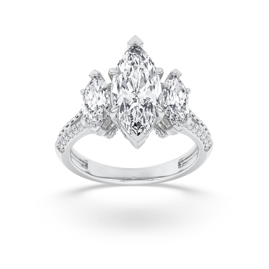 14K White Gold 4ctw Lab Diamond Marquise Ring