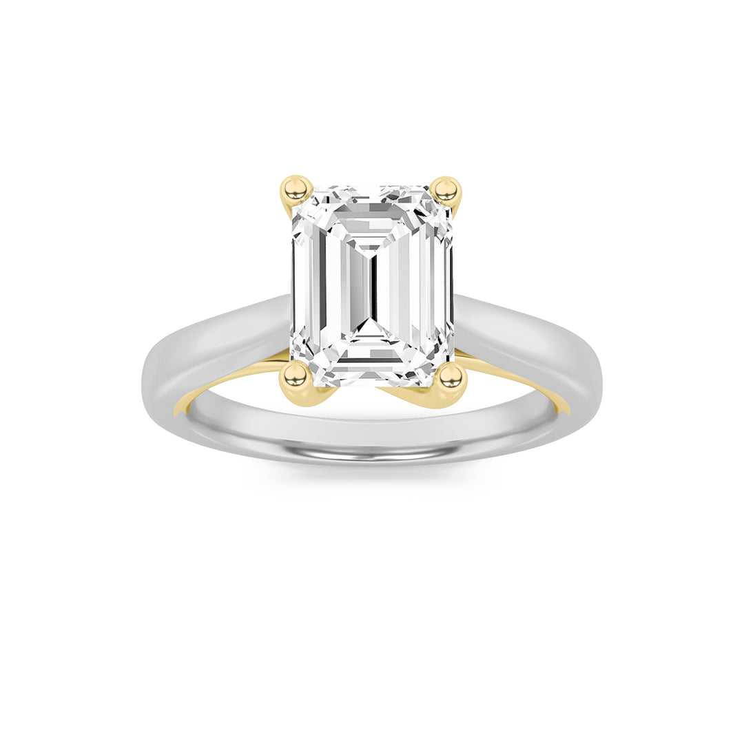 14K White Gold 3ct Lab Diamond Emerald Ring Sz7