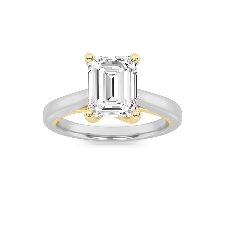 14K White Gold 3ct Lab Diamond Emerald Ring Sz7