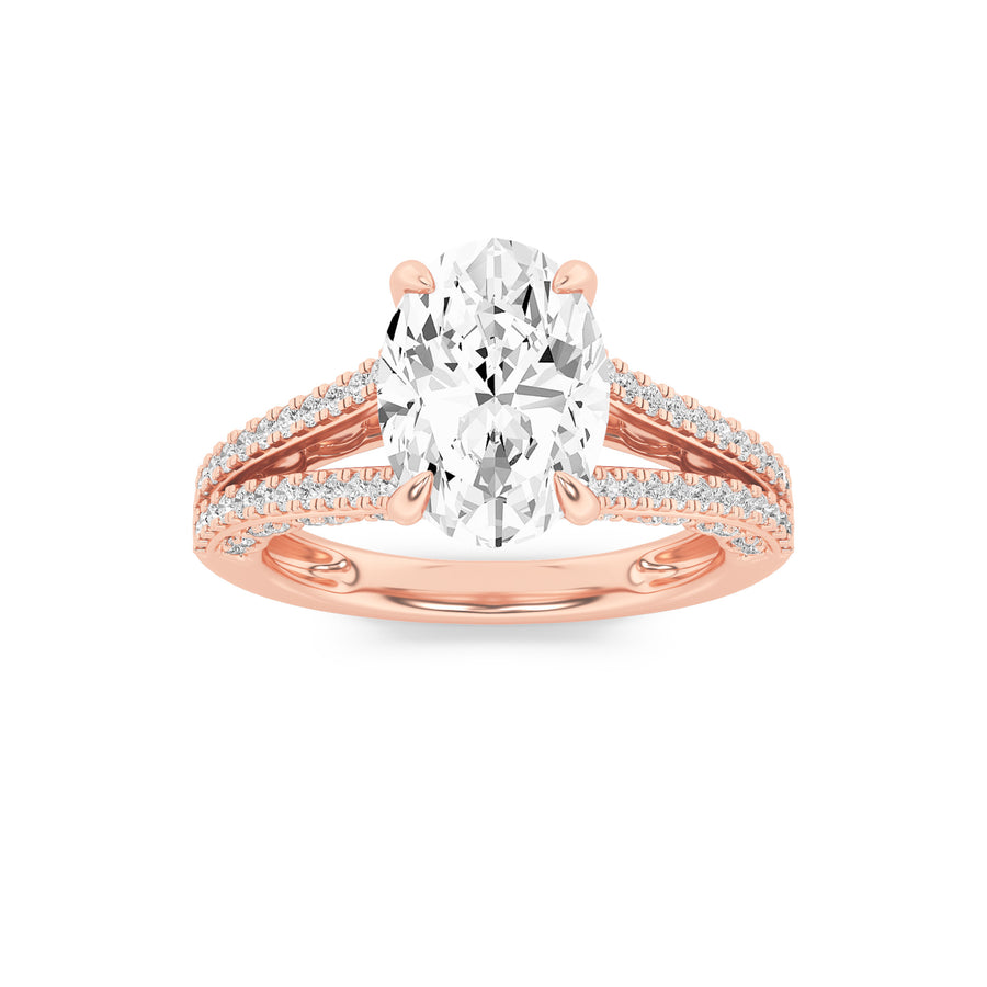 14K Rose Gold 2ctw Oval Lab Diamond Ring Sz 7