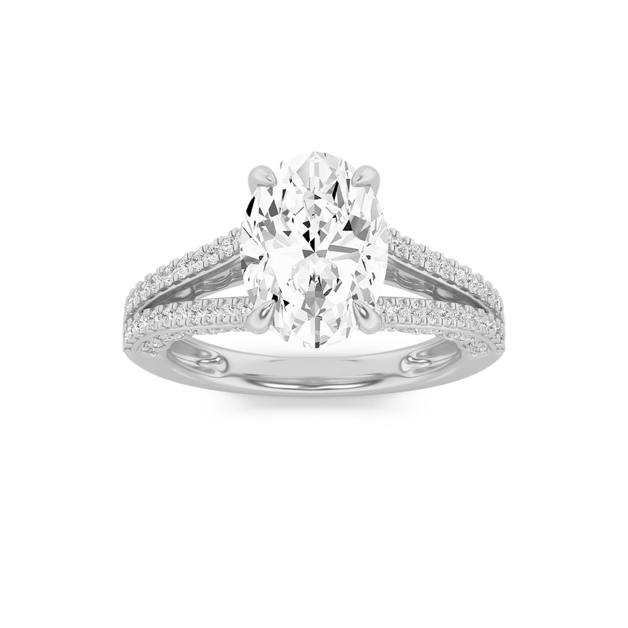 14K White Gold 2.1ctw Oval Lab Diamond Ring