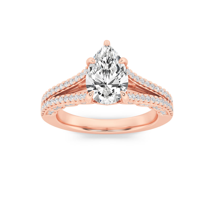 14K Rose Gold 2ctw Lab Diamond Engagement Ring