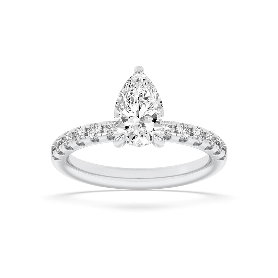 14K White Gold 3ct Lab Diamond Ring, F Color VVS+