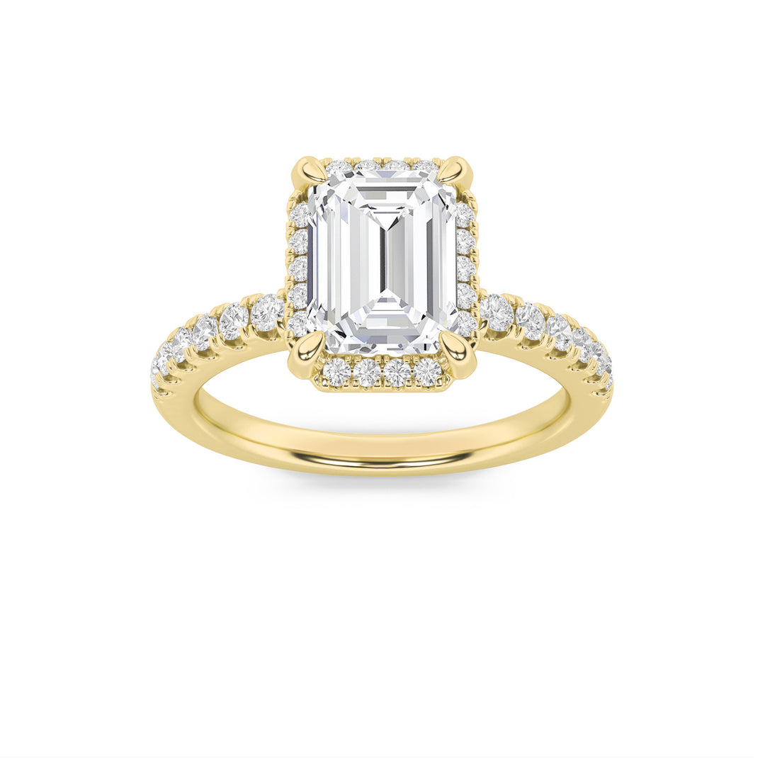 14K Yellow Gold 2ctw Lab Diamond Emerald Ring Sz 7