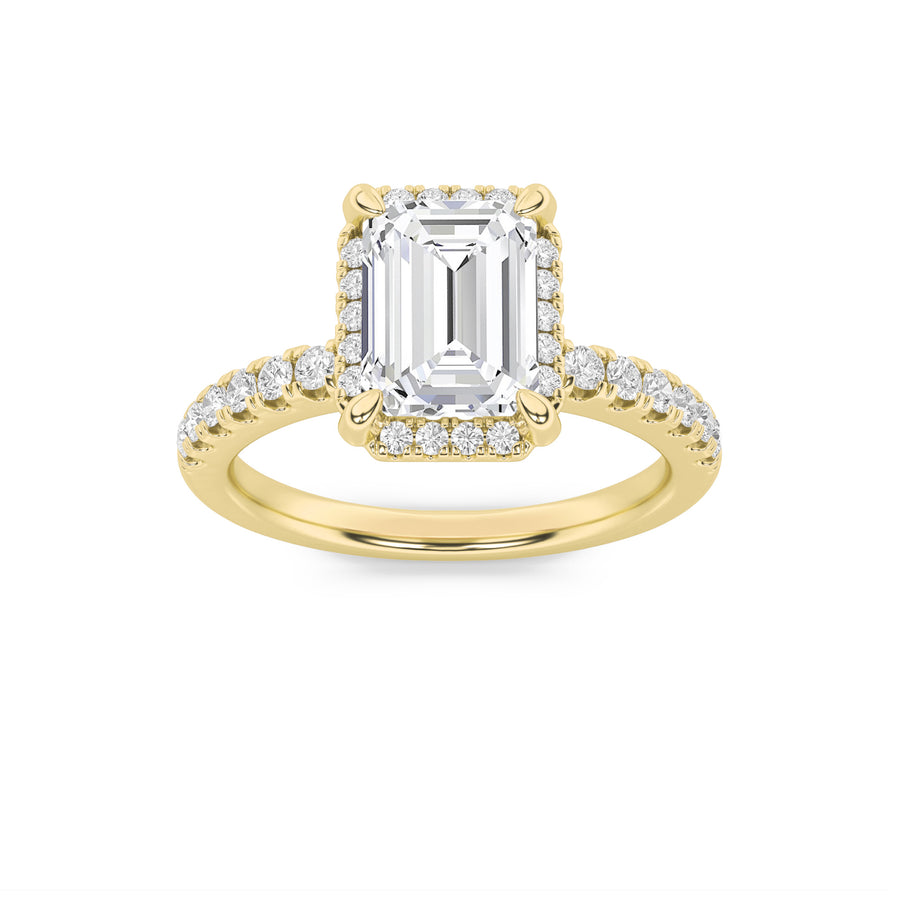 14K Yellow Gold 2ctw Lab Diamond Emerald Ring Sz 7