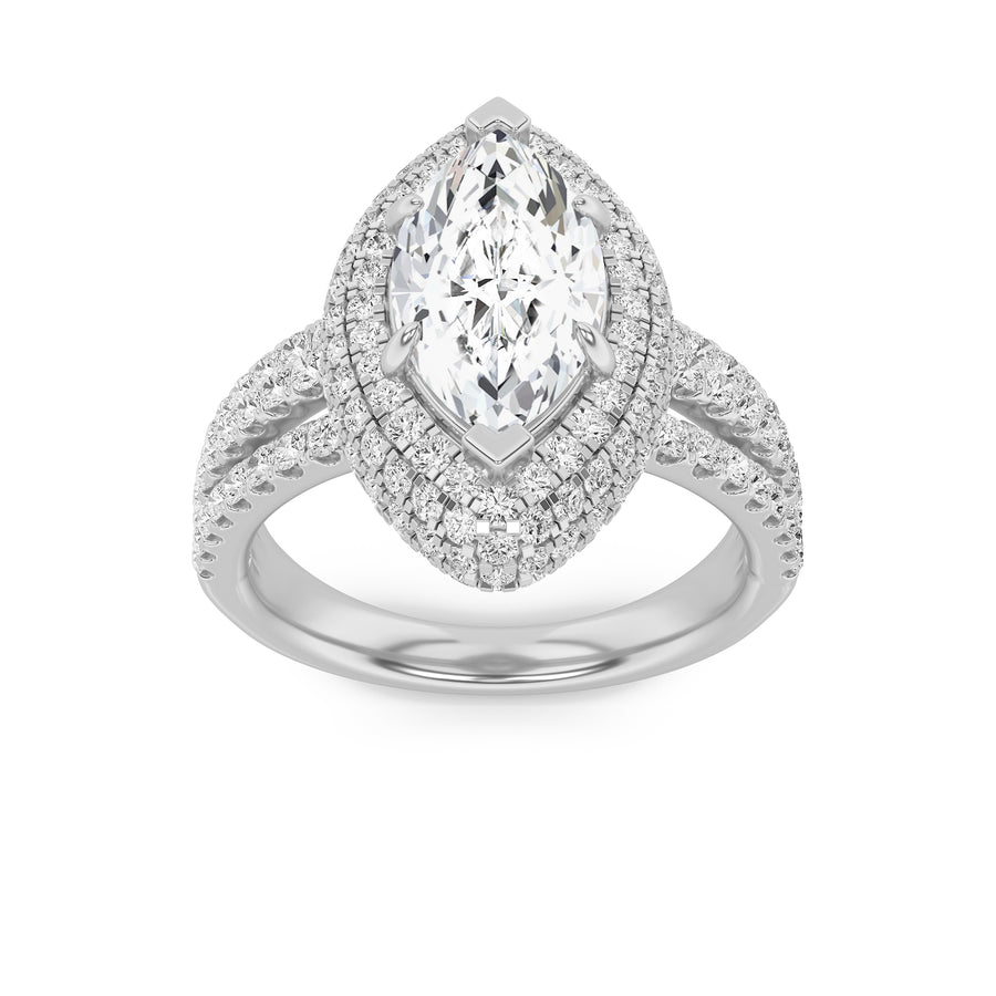 14K White Gold 3ctw Marquise Lab Diamond Ring