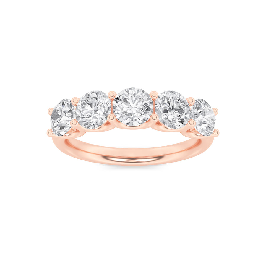 14K Rose Gold 2.1ct Lab Diamond Ring, Size 7