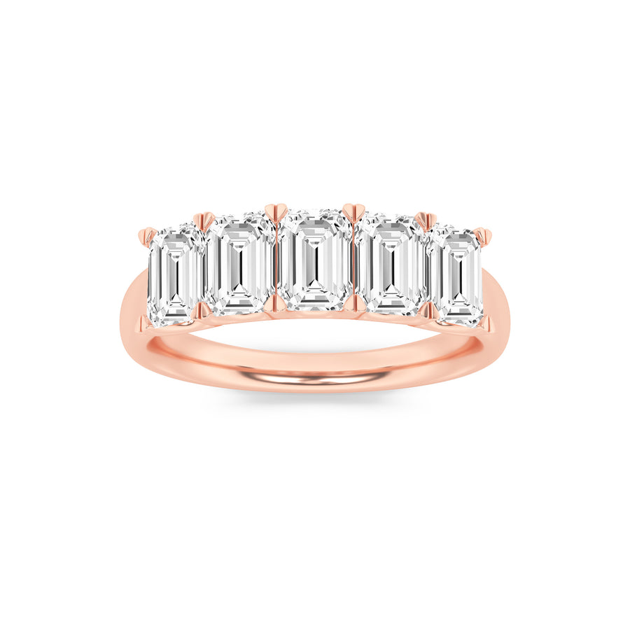 14K Rose Gold 2.1ctw Lab Diamond Emerald Ring Sz 7