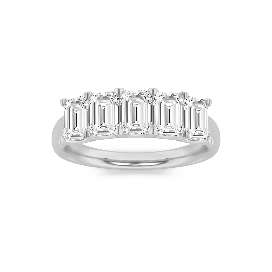 14K White Gold 2ctw Lab Diamond Emerald Ring Sz 7