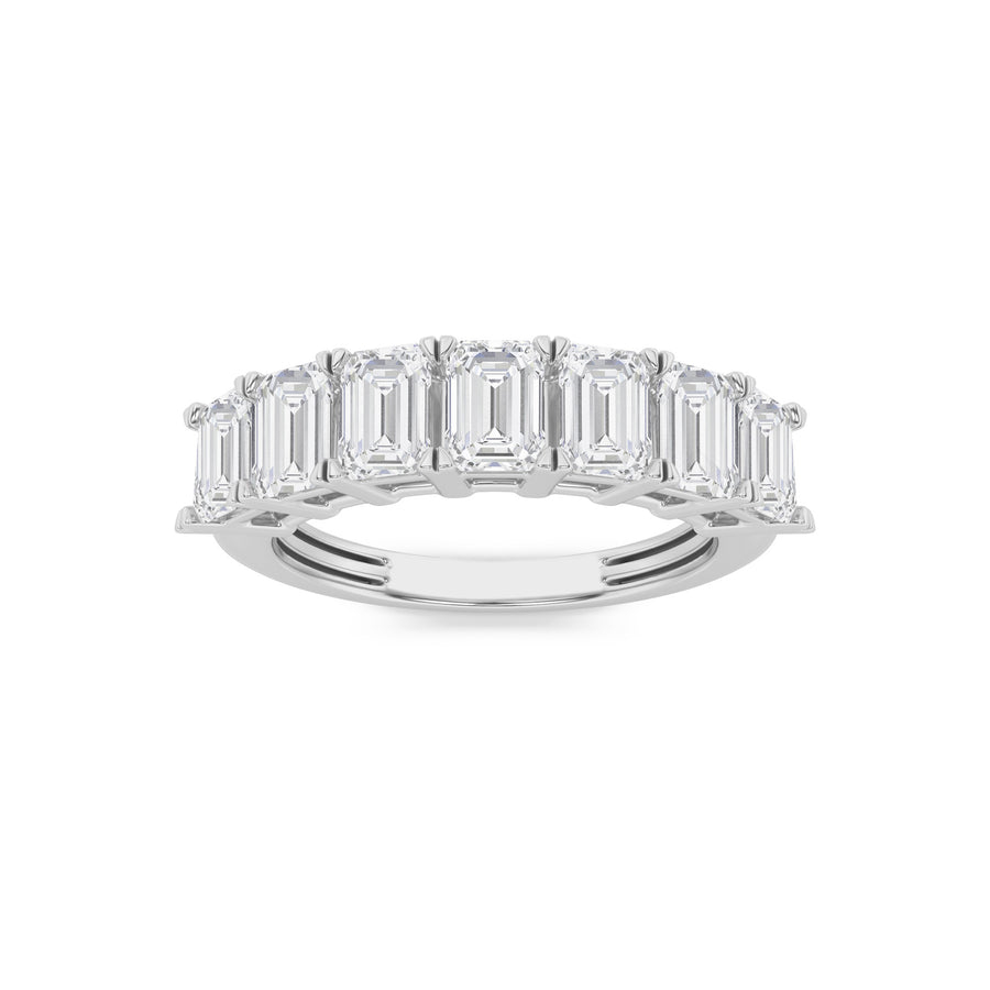 14K White Gold 2.25ct Lab Diamond Emerald Ring Sz 7