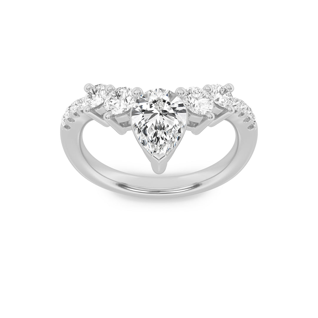 14K White Gold 1.5ct Lab Diamond Pear Ring Sz 7
