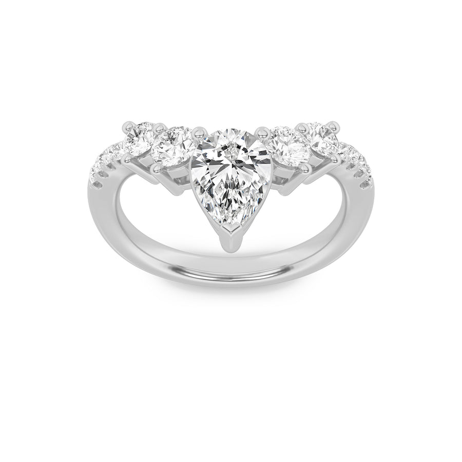 14K White Gold 1.5ct Lab Diamond Pear Ring Sz 7