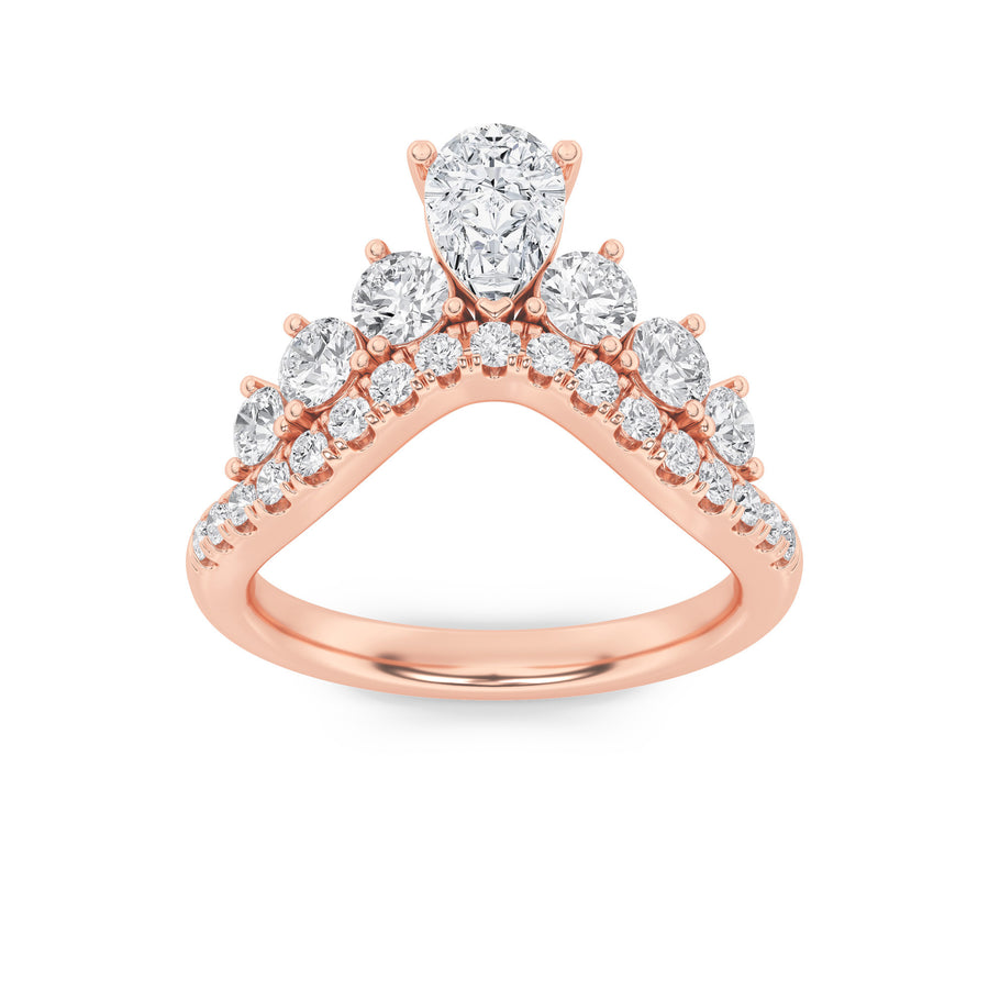 14K Rose Gold 1.5ctw Lab Diamond Pear Ring Sz 7