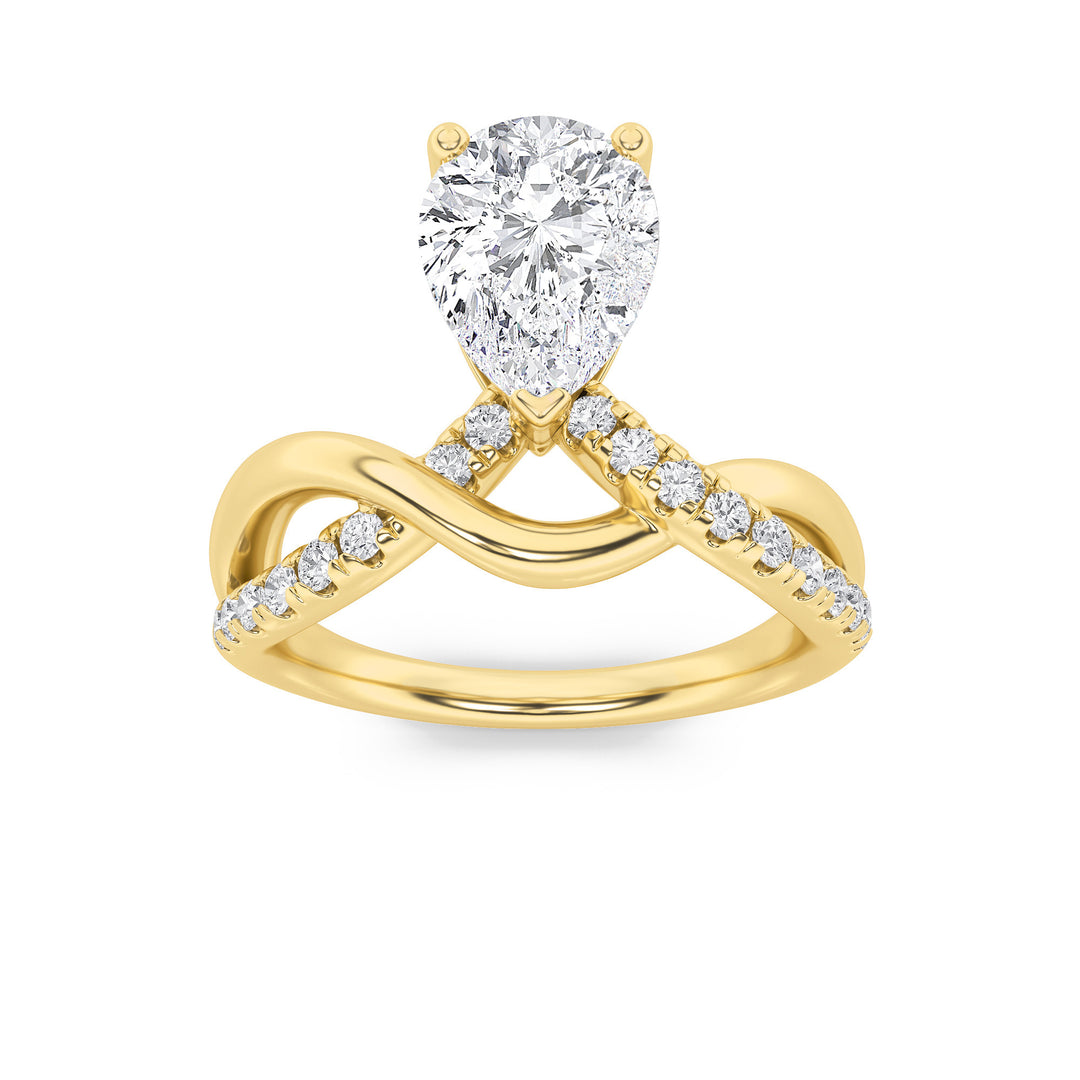 14K Yellow Gold 1.5ct Pear Lab Diamond Ring, Size 7