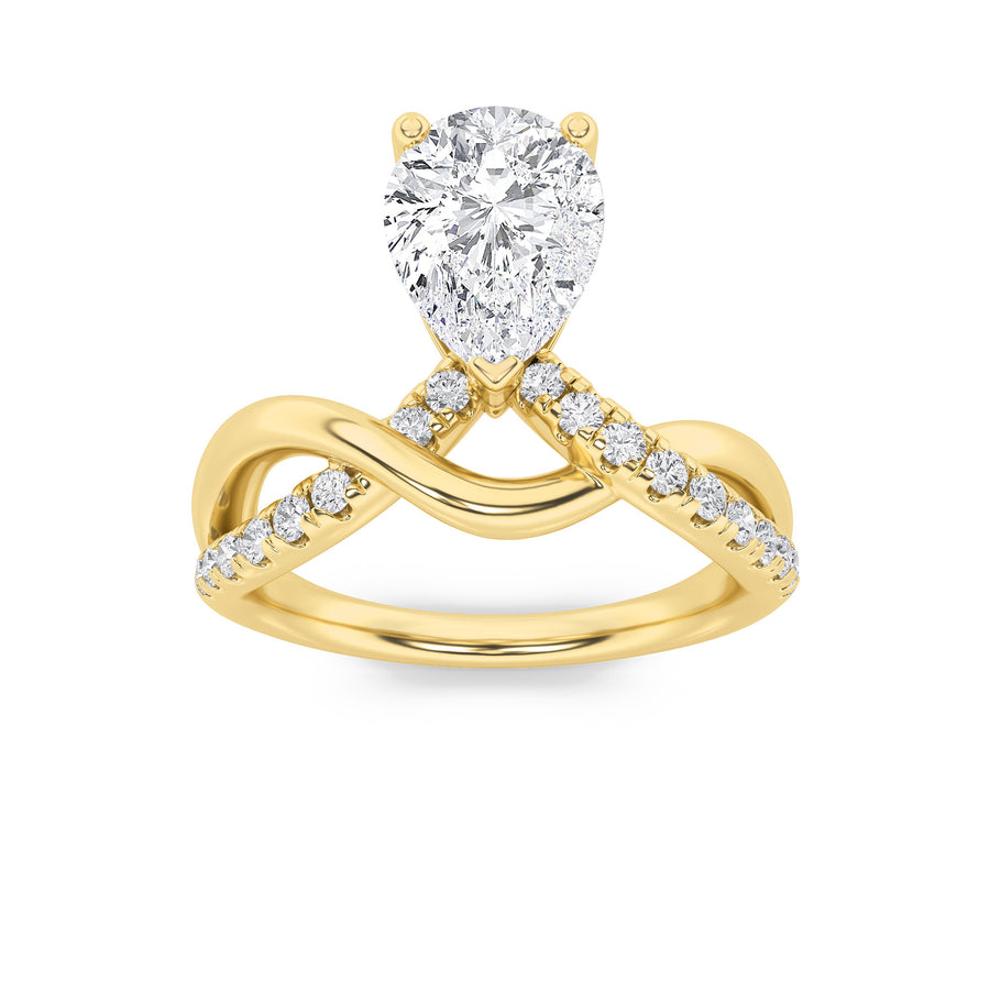 14K Yellow Gold 1.5ct Pear Lab Diamond Ring, Size 7