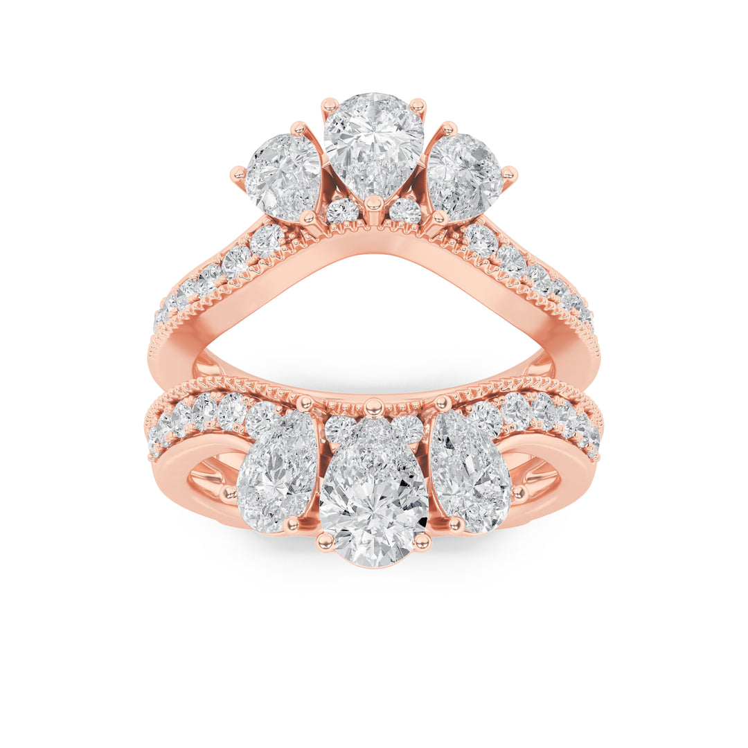 14K Rose Gold 2ctw Lab Diamond Pave Ring Sz 7