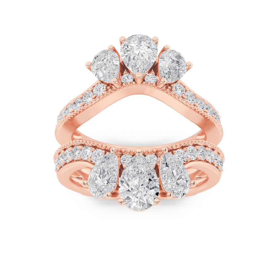 14K Rose Gold 2ctw Lab Diamond Pave Ring Sz 7