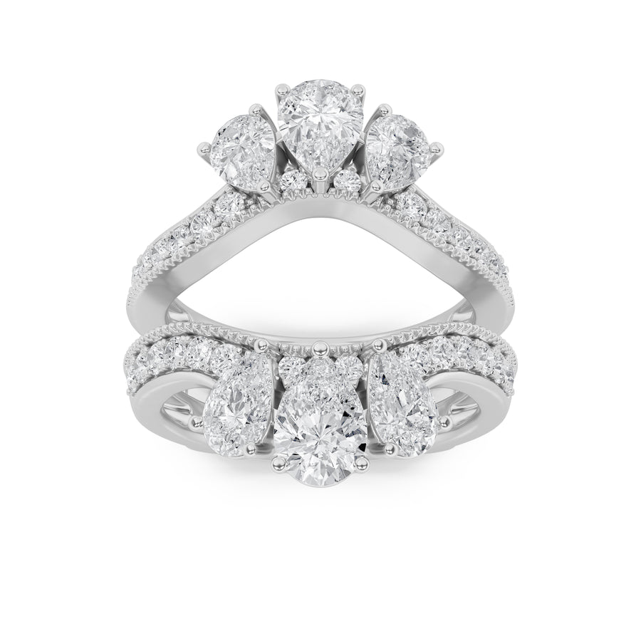 14K White Gold 2.1ctw Lab Diamond Ring, F Color