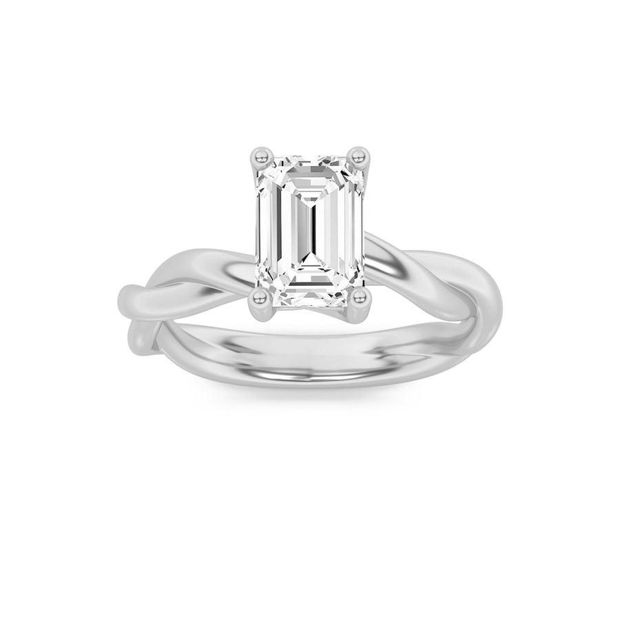 14K White Gold 3ct Lab Diamond Emerald Ring Sz7