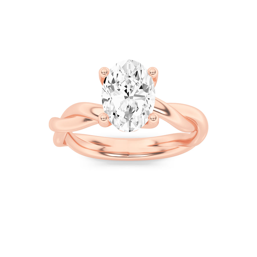 14K Rose Gold 1.5ct Lab Diamond Oval Ring Sz 7
