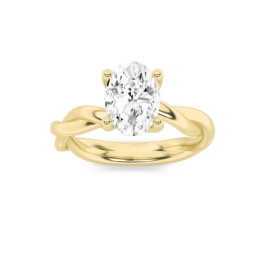 14K Yellow Gold 1.5ct Lab Diamond Oval Ring Sz 7