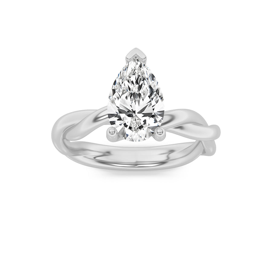14K White Gold 2ct Lab Diamond Ring, F Color VS+