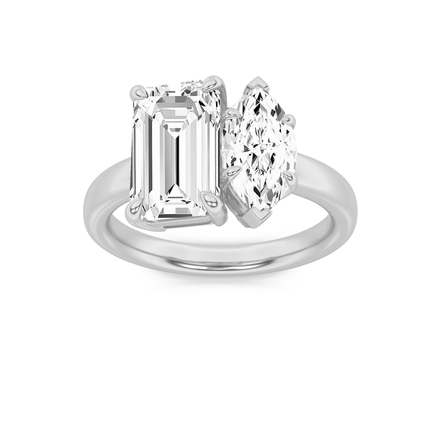 14K White Gold 3ct Lab Diamond Ring, F Color VS+