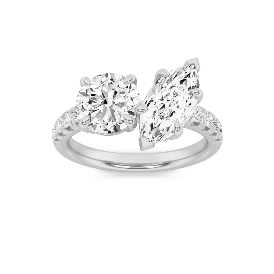 14K White Gold 2.9ctw Lab Diamond Ring, F Color VS+