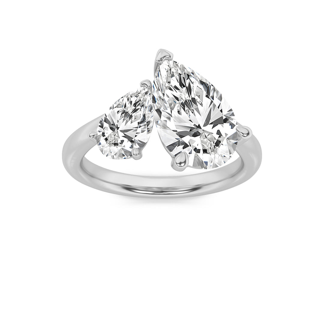 14K White Gold Blue Lab Diamond Pear Ring 2.8ctw