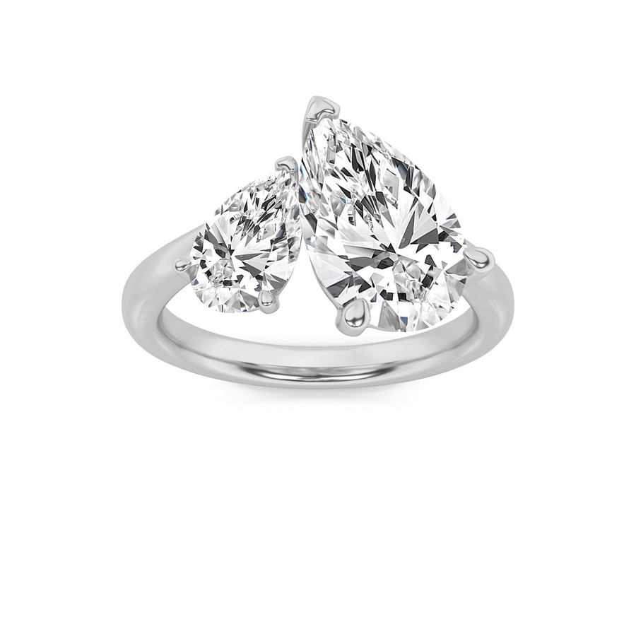 14K White Gold Blue Lab Diamond Pear Ring 2.8ctw