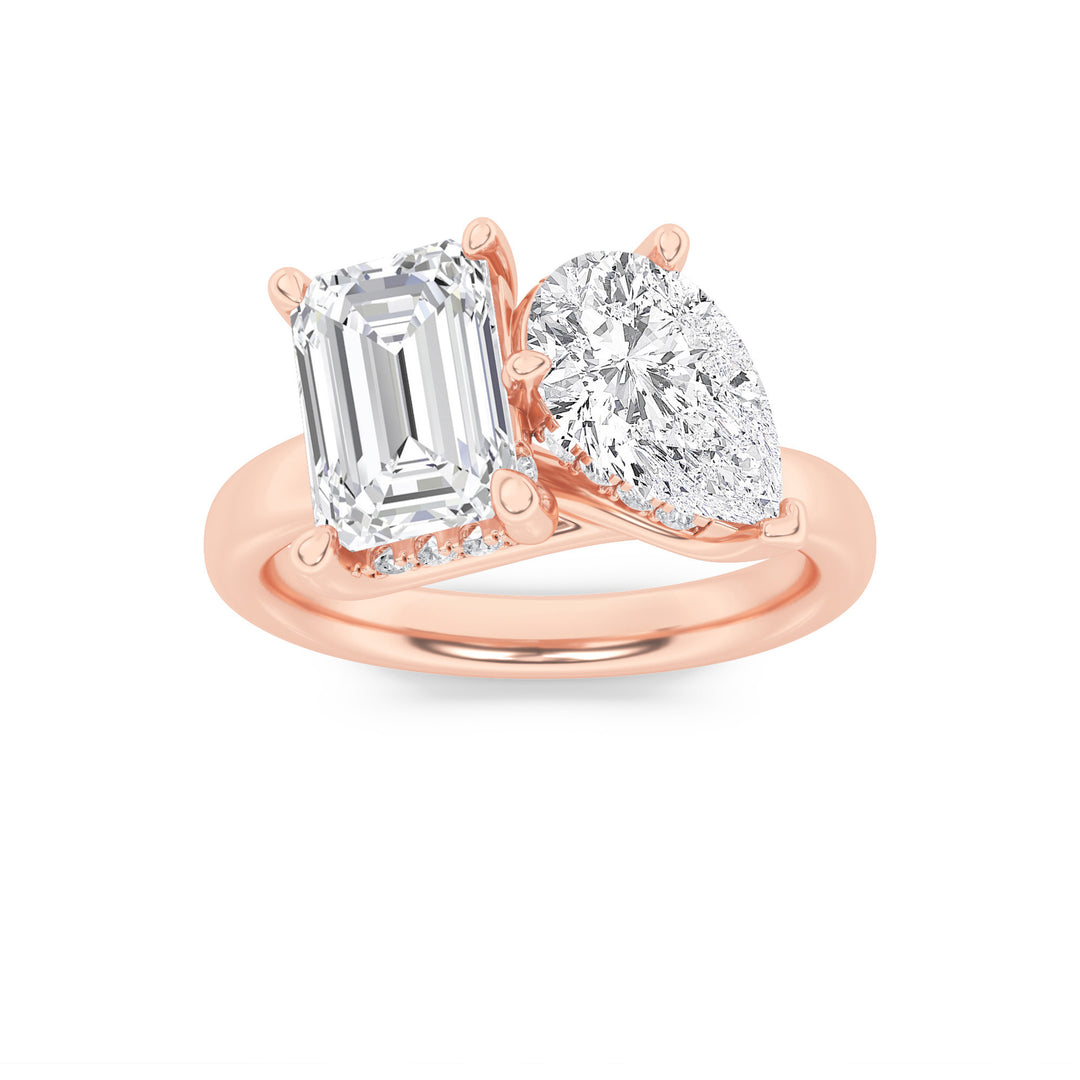 14K Rose Gold 3.1ctw Lab Diamond Emerald Pear Ring