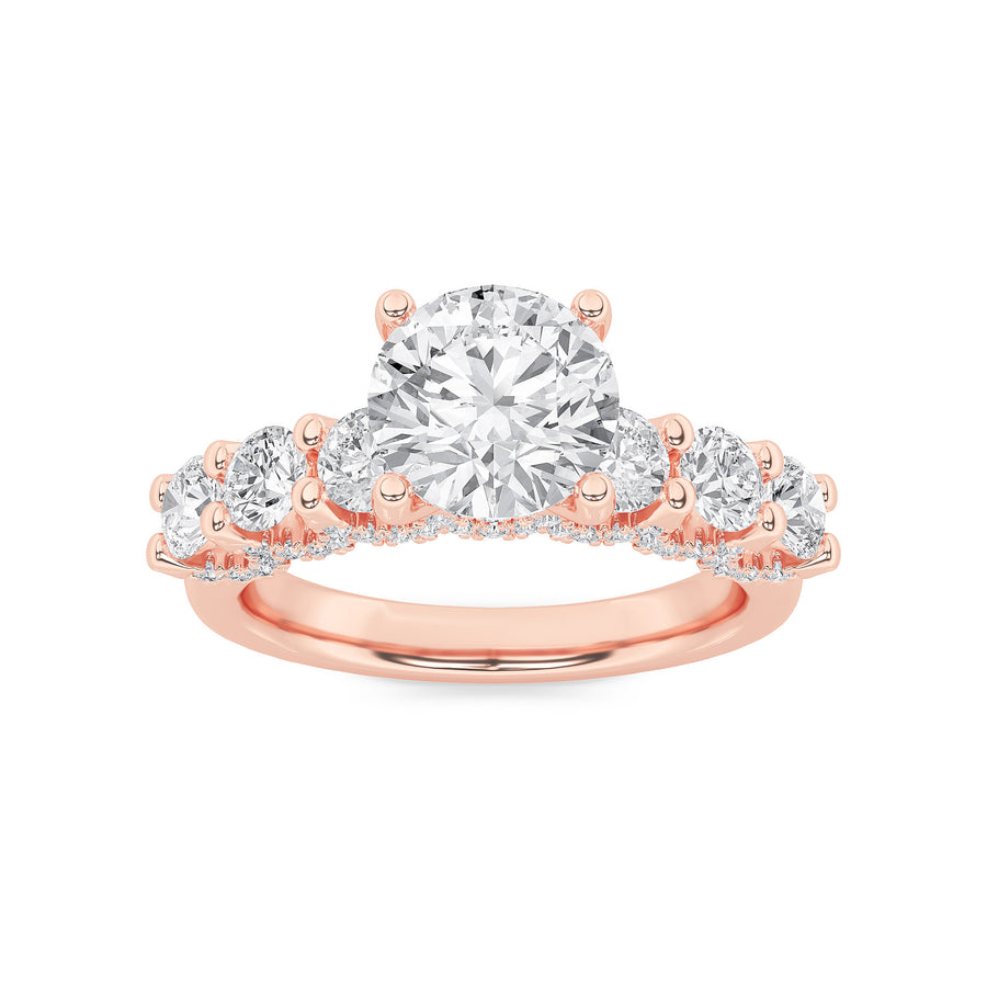 14K Rose Gold 2.5ctw Lab Diamond Solitaire Ring Sz 7