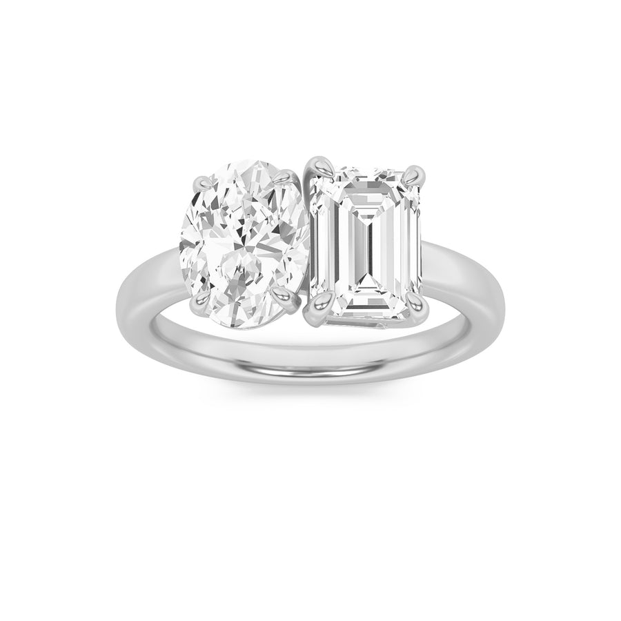 14K White Gold 3ctw Lab Diamond Oval Engagement Ring
