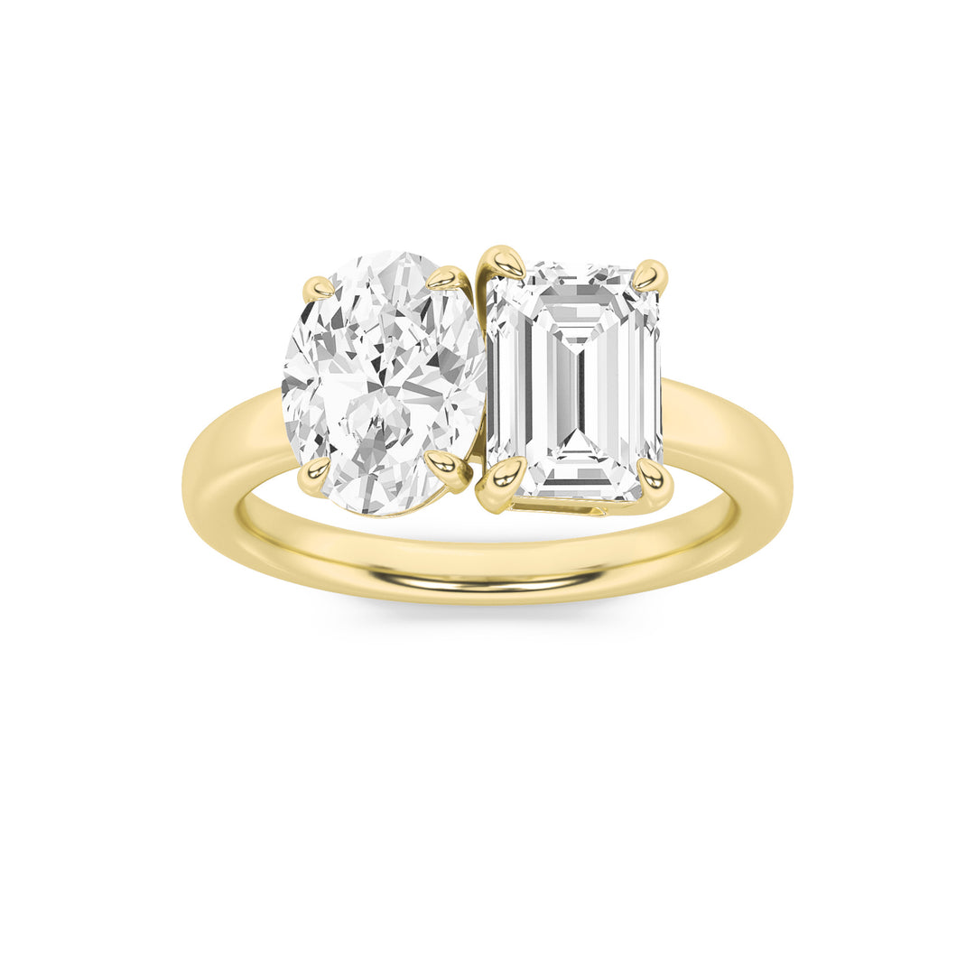 14K Yellow Gold 3ctw Lab Diamond Oval Emerald Ring