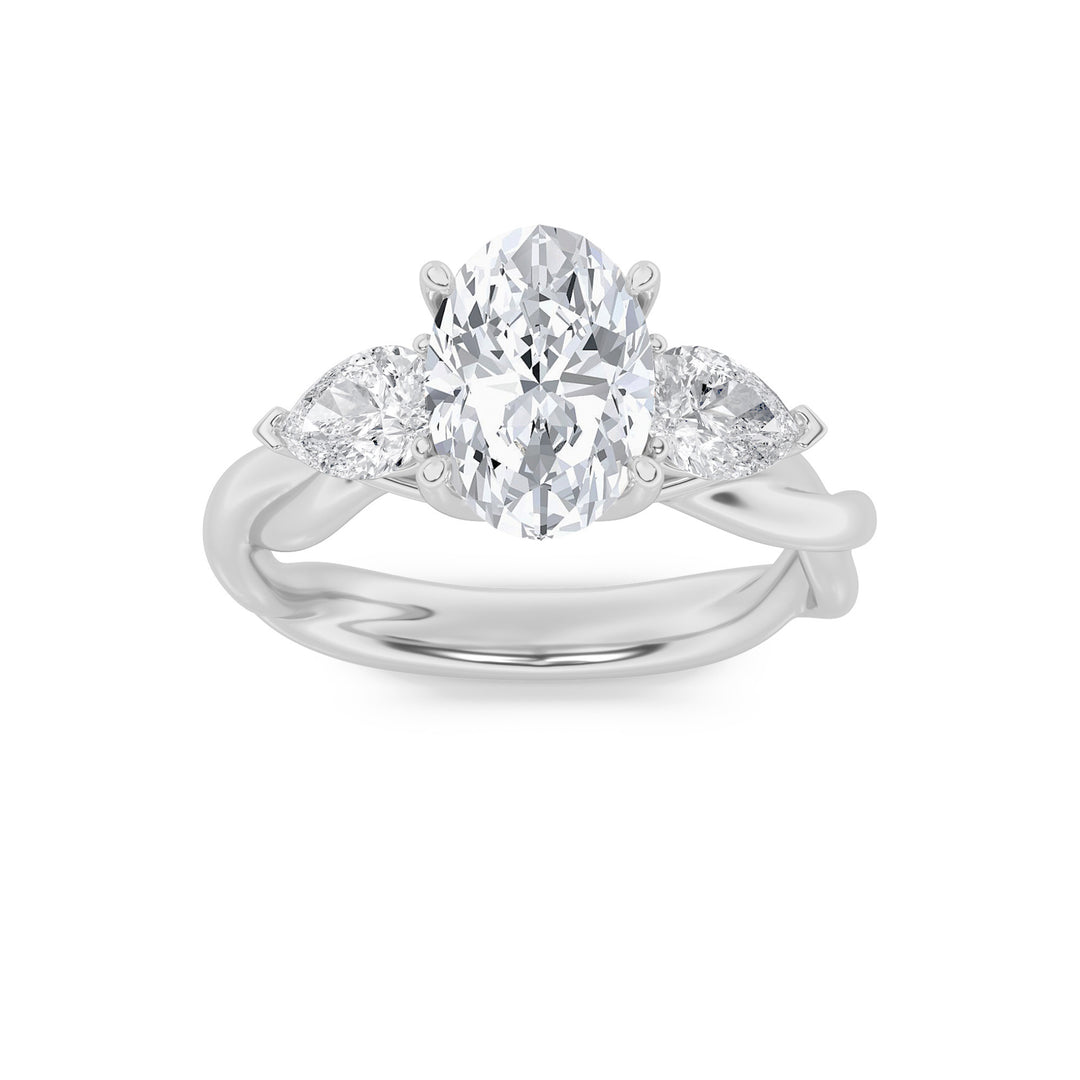 14K White Gold 2ct Lab Diamond Oval Ring
