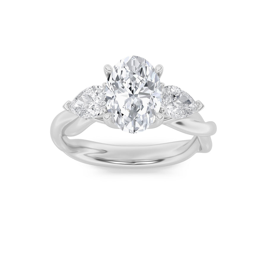 14K White Gold 2ct Lab Diamond Oval Ring