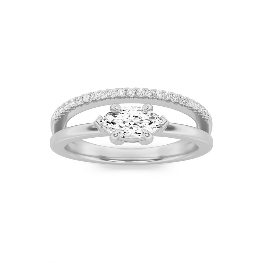 14K White Gold 0.5ct Lab Diamond Ring, Radiant F-VS+