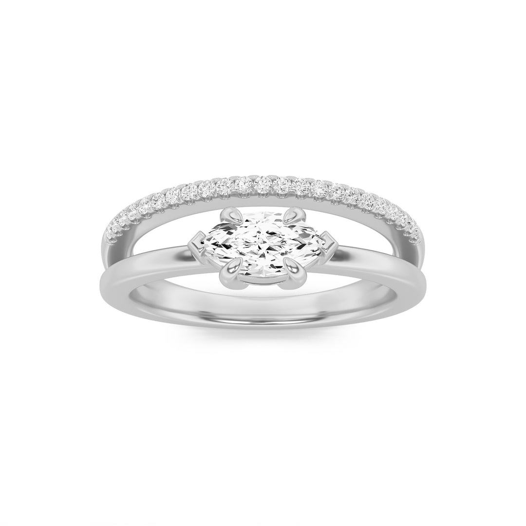 14K White Gold 0.5ct Lab Diamond Ring, Radiant F-VS+