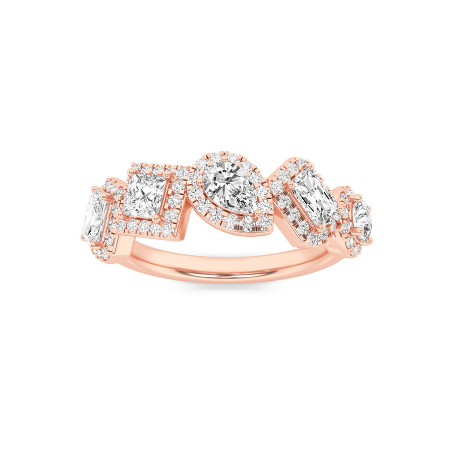 14K Rose Gold 1.4ctw Lab Diamond Emerald Ring Sz 7
