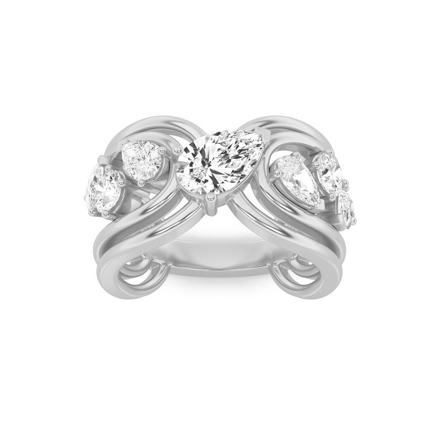 14K White Gold 2ctw Pear Lab Diamond Ring Sz 7