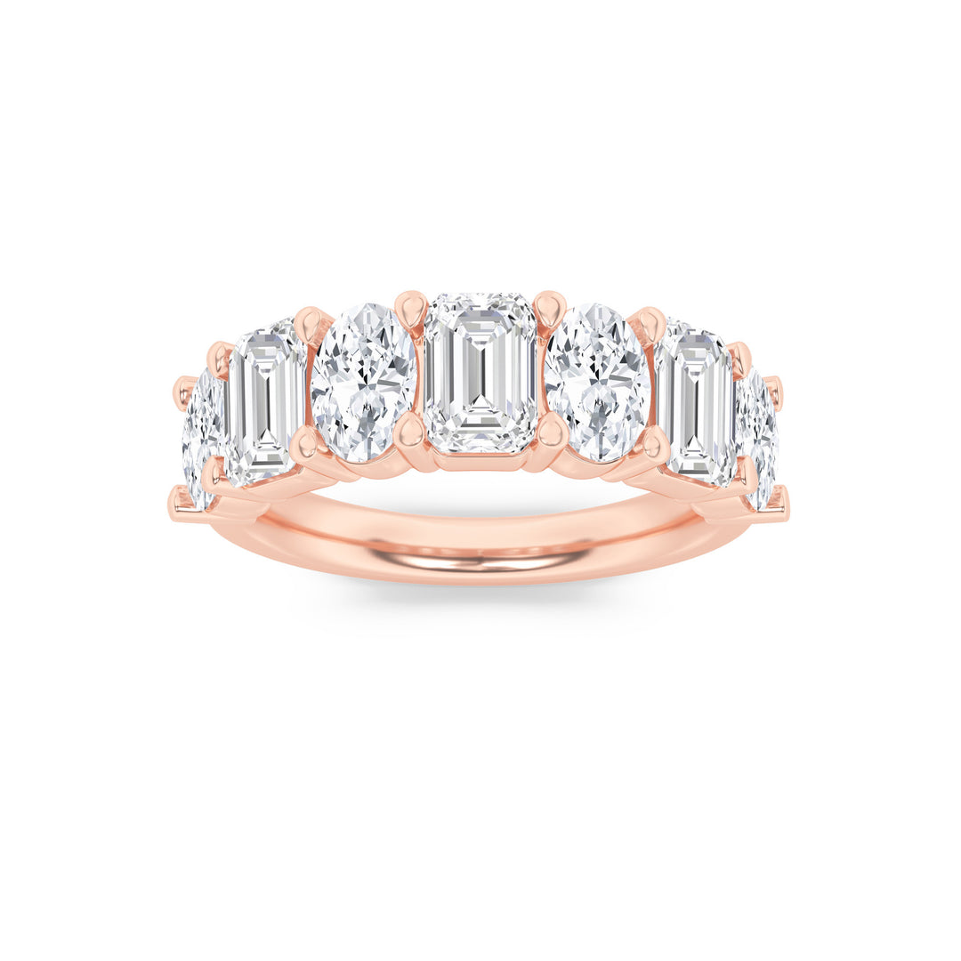 14K Rose Gold 3ctw Lab Diamond Emerald Oval Ring