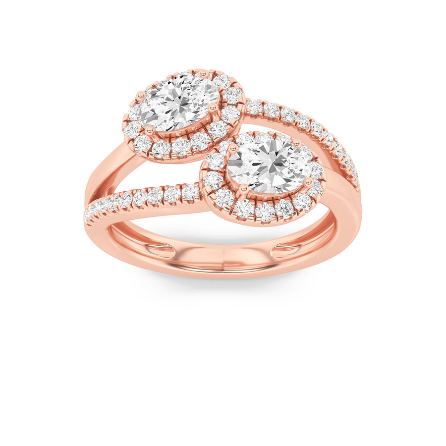 14K Rose Gold 1ctw Lab Diamond Oval Ring Sz 7