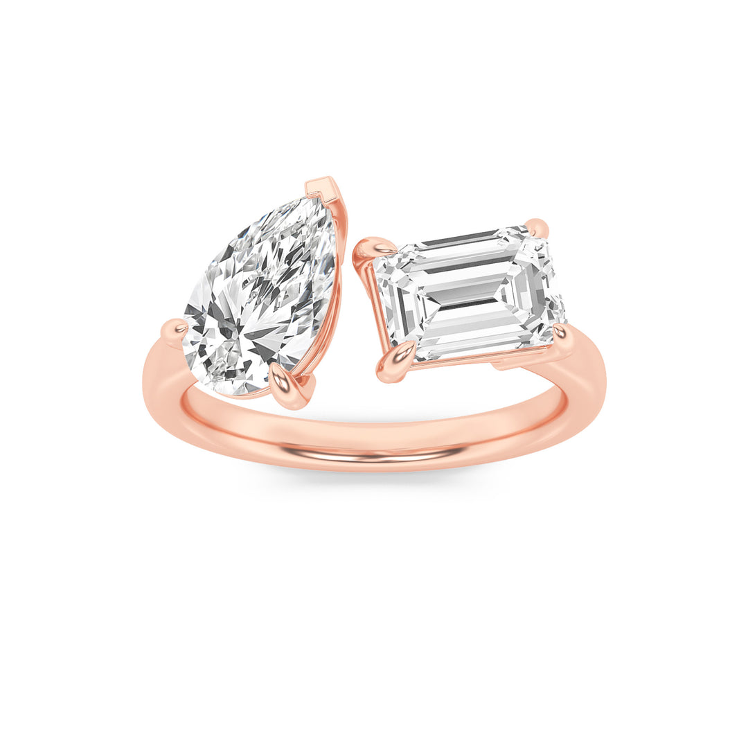 18K Rose Gold 3ctw Pear Emerald Lab Diamond Ring