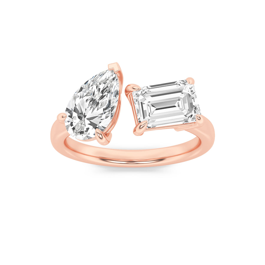 18K Rose Gold 3ctw Pear Emerald Lab Diamond Ring