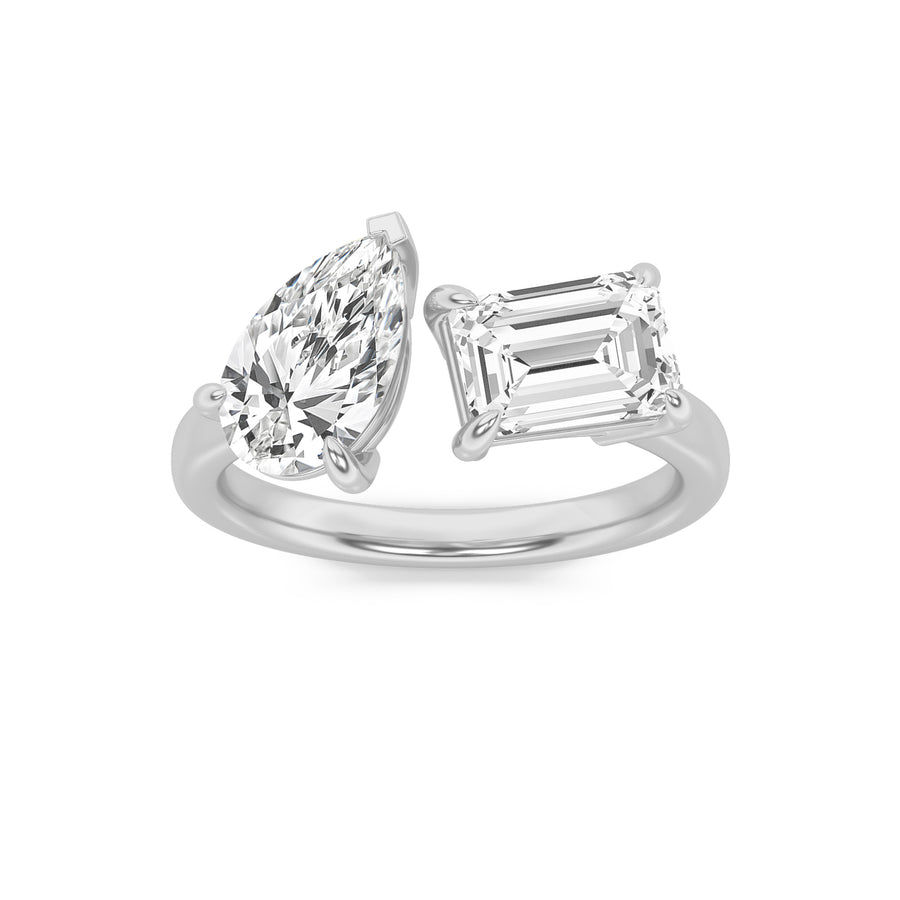 14K White Gold 3ctw Lab Diamond Ring F+ VS+ Radiant Pear