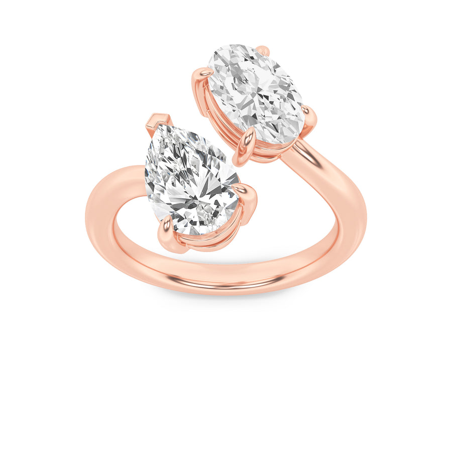 14K Rose Gold 3ctw Pink Lab Diamond Pear Oval Ring