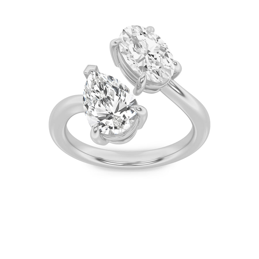 14K White Gold 3ct Blue Lab Diamond Pear Ring