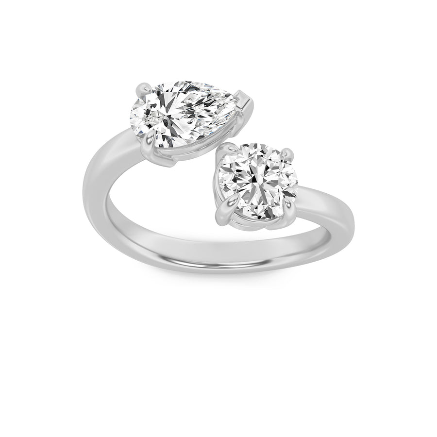 14K White Gold 1.5ctw Lab Diamond Pear Ring