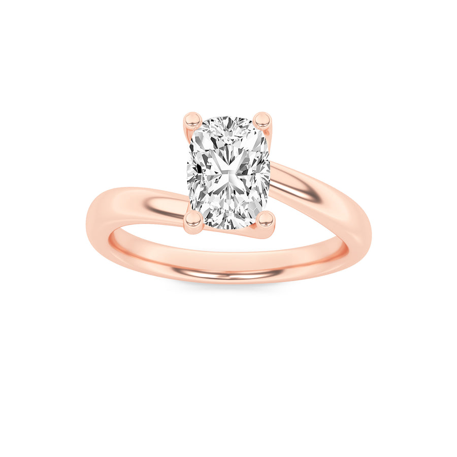 14K Rose Gold 1ct Lab Diamond Solitaire Ring Sz 7