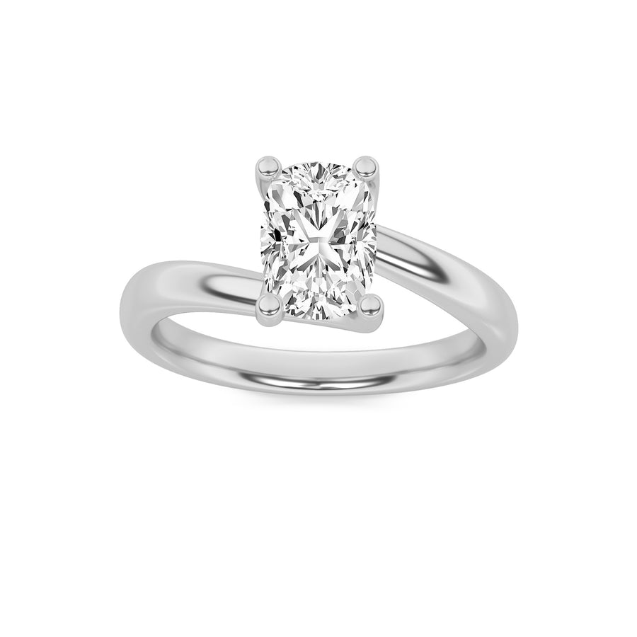 14K White Gold 1ct Lab Diamond Ring, F Color VS+